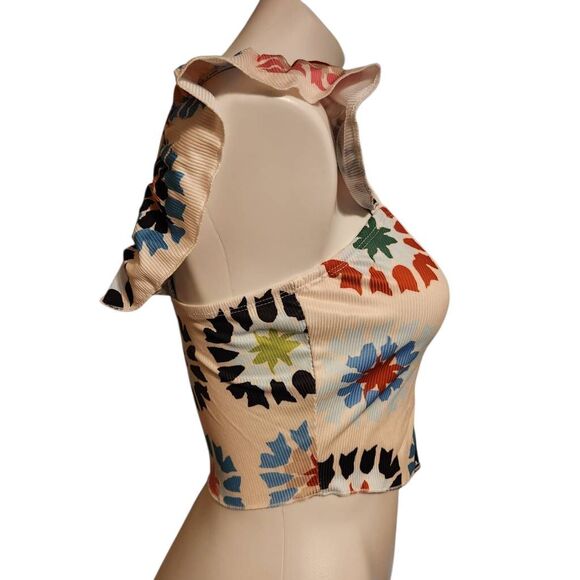 Boutique festival top cropped colorful rifle ribbed medium 6 new - Picture 4 of 6